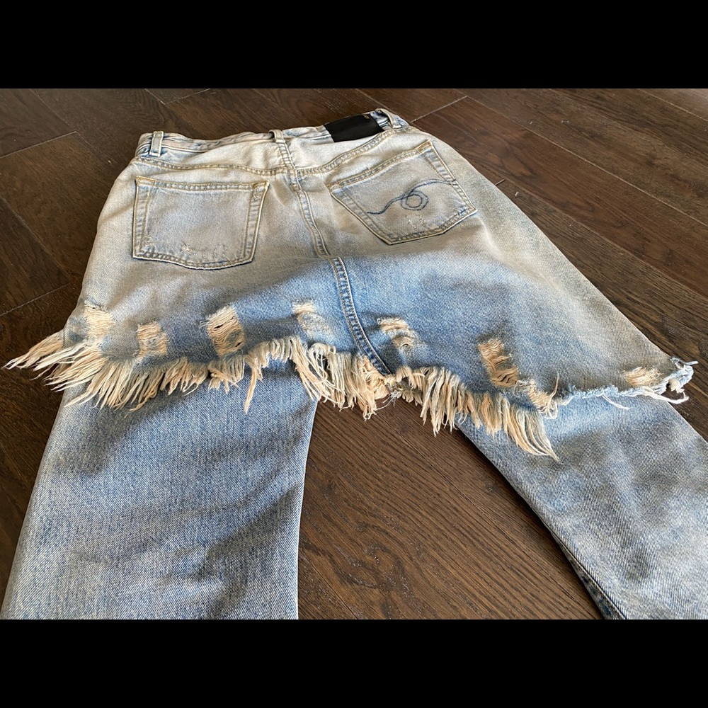 R13 Distressed Light Blue Two-Tier Jeans - Picture 5 of 8
